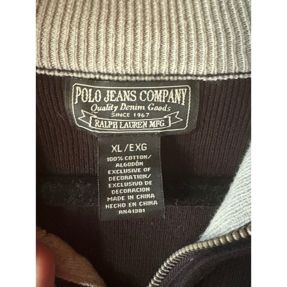 Polo Jeans Company Ralph Lauren Men's Quarter Zip Sweater Black XL Cotton - Picture 3 of 8